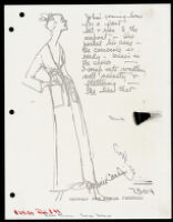 Copies of Cashin's loungewear design illustrations for Evelyn Pearson, with swatches. b033_f03-05
