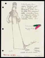 Copies of Cashin's loungewear design illustrations for Evelyn Pearson, with swatches. b033_f03-06