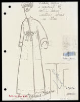 Copies of Cashin's loungewear design illustrations for Evelyn Pearson, with swatches. b033_f03-07