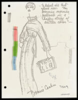 Copies of Cashin's loungewear design illustrations for Evelyn Pearson, with swatches. b033_f03-10