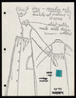 Copies of Cashin's loungewear design illustrations for Evelyn Pearson, with swatches. b033_f04-32
