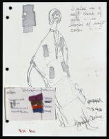 Copies of Cashin's loungewear design illustrations for Evelyn Pearson, with swatches. b033_f04-07