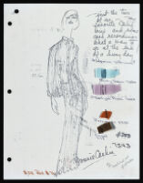 Copies of Cashin's loungewear design illustrations for Evelyn Pearson, with swatches. b033_f04-08