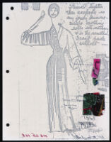 Copies of Cashin's loungewear design illustrations for Evelyn Pearson, with swatches. b033_f04-19