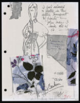 Copies of Cashin's loungewear design illustrations for Evelyn Pearson, with swatches. b033_f04-24