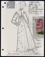 Copies of Cashin's loungewear design illustrations for Evelyn Pearson, with swatches. b033_f04-25