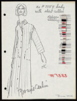 Copies of Cashin's loungewear design illustrations for Evelyn Pearson, with swatches. b033_f04-26