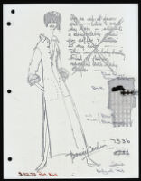 Copies of Cashin's loungewear design illustrations for Evelyn Pearson, with swatches. b033_f04-02
