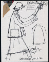 Cashin's illustrations of "Rainsuiting" designs for Russell Taylor, Spring II 1980 collection. f08-02