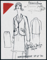 Cashin's illustrations of "Rainsuiting" designs for Russell Taylor, Spring II 1980 collection. f08-05
