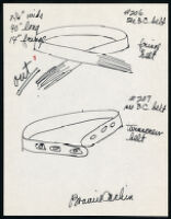 Cashin's illustrations of belts and belted handbag designs for unproduced "Bonnie Cashin Collection." f03-07