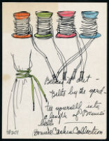 Cashin's illustrations of belts and belted handbag designs for unproduced "Bonnie Cashin Collection." f03-01