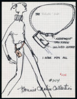 Cashin's illustrations of belts and belted handbag designs for unproduced "Bonnie Cashin Collection." f03-04