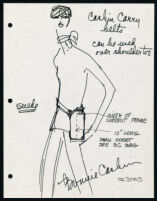 Cashin's illustrations of belts and belted handbag designs for unproduced "Bonnie Cashin Collection." f03-06
