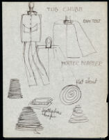 Rough illustrations of Cashin's design ideas, including headcovers. b059_f05-14