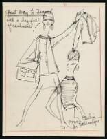 Cashin's illustrations of knitwear designs, noted "A-D" for publication. f09-01