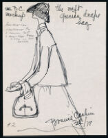 Notes, sketches, and brochure with line list of Cashin's handbag designs. b180_f07-07