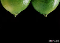 Two limes, Stop AIDS poster