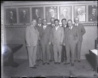 John C. Austin, head of the Southern California division of Organization for Unemployment Relief, with county chairmen, Los Angeles, 1931