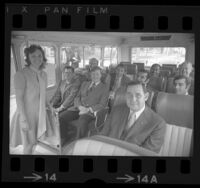 City council woman, Pat Russell, with her nine male colleagues on way to Equal Rights Amendment meeting in Los Angeles, Calif., 1972