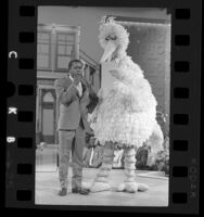 Sesame Street's Big Bird with Flip Wilson filming episode of "The Flip Wilson Show," 1970