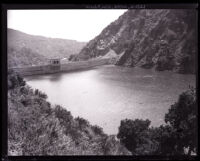 Puddingstone reservoir after heavy rain fall, San Dimas, 1926