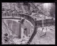Construction on Santa Anita Dam, Los Angeles County, 1926
