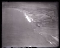 Aerial view of the coastline where flood waters from St. Francis Dam break reached the Pacific Ocean, Montalvo (Ventura vicinity), 1928