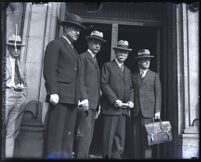 E. L. Doheny with attorneys Joseph J. Cotter, Frederic R. Kellogg and Frank J. Hogan, Los Angeles, 1924