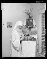 Archbishop Leonty, Russian Orthodox Church, during annual visit to Los Angeles, Calif., 1952