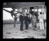 Admiral William A. Moffett boarding dirigible gondola, Los Angeles, 1927