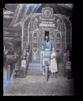 City of Orange's Valencia Orange Show exhibit depicting Montezuma in temple, Anaheim, 1931