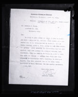 Photograph of letter from A. C. Frost, American Consul to Guatemala, telling of Clara Phillips' arrest, circa 1923