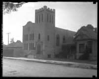 Exterior view of the Chinese Congregational Church, Los Angeles, circa 1924