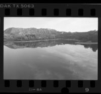 Hollywood Reservoir with Hollywood sign in distance, Calif., 1987