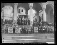Los Angeles Police Department opening Crime Prevention Week on the City Hall Steps, 1947