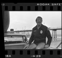 Retiring lifeguard Paul Matthies, Los Angeles, Calif., 1976