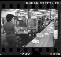 Production line at Wham-O's Frisbee in Los Angeles, Calif., 1977