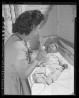 Post War Tranquility Leung is first Chinese baby born in Los Angeles, Calif. on Chinese New Year in 1947