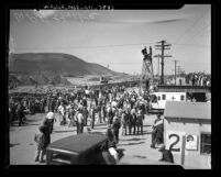 Striking workers at W.P.A. work site in Los Angeles, Calif., 1936