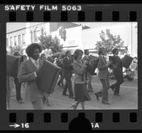 Synchronized Briefcase Drill Team at the Doo Dah Parade in Pasadena, Calif., 1979