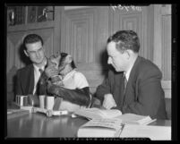 California Occidental College's psychology department gives Bonzo, movie chimpanzee, mental test, 1951