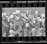 Korean American demonstrators protesting martial law government in Korea, Los Angeles, Calif., 1980
