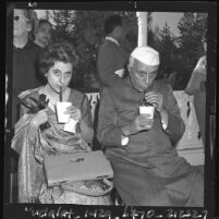 Prime Minister Nehru and his daughter Mrs. Indira Gandhi touring Disneyland, Anaheim, 1961