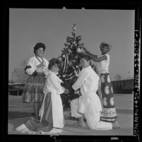 Pacoima Junior High School students dressed in native costumes for school's "Musical Holidays," Los Angeles, Calif., 1963