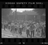 Francis Parkman Junior High School students protesting busing integration plan in Woodland Hills, Calif., 1980