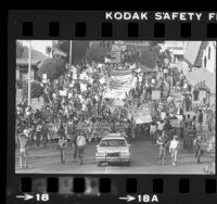 Demonstration march against racism, Ku Klux Klan and Neo-Nazism in Oroville, Calif., 1982