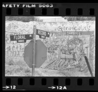 Graffiti covered wall at Floral Dr. and Record Ave in Los Angeles, Calif., 1983