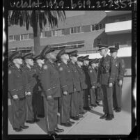 Young boys of Company D during inspection at St. Catherine's Military Academy in Anaheim, Calif., 1964