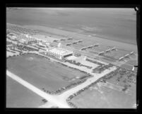Aerial view of Los Angeles Municipal Airport on Army Day, circa 1931
